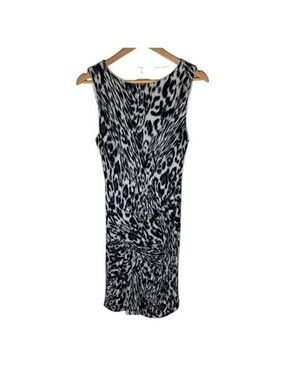 Cache Women Medium Animal Print Sheath Dress Black White Cutout Back